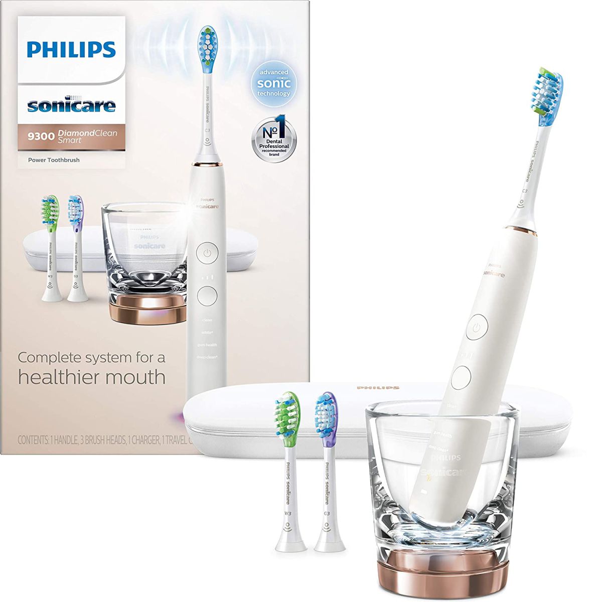 Philips Sonicare DiamondClean Smart 9300 Rechargeable Electric Power Toothbrush, White, HX9903/01