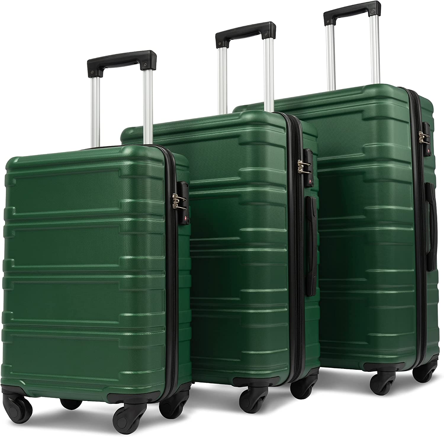 Merax 3 Pcs Luggage Set Expandable Hardside Lightweight Spinner Suitcase with TSA Lock [Upgraded Version], Black