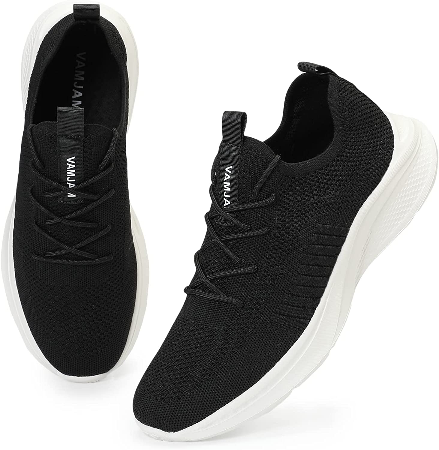 VAMJAM Men's Running Shoes Fashion Sneakers - Lightweight Breathable Flying Knitting Lace Up Mesh Walking Shoes Workout Casual Sports Shoes